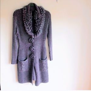 SLONL Purple 3/4 cardigan sweater. Size Large